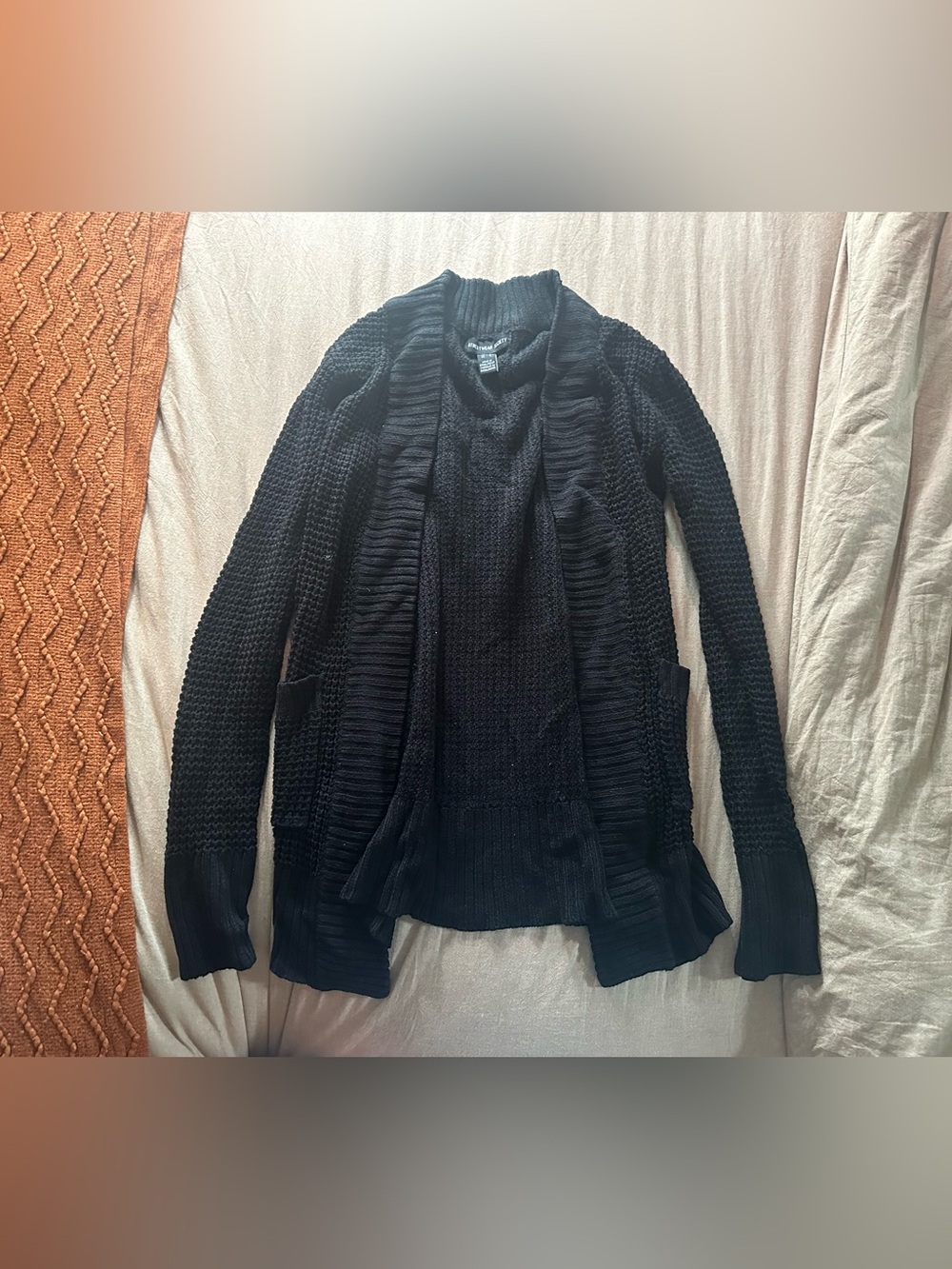 Streetwear Society Black Open-Front Knit Cardigan